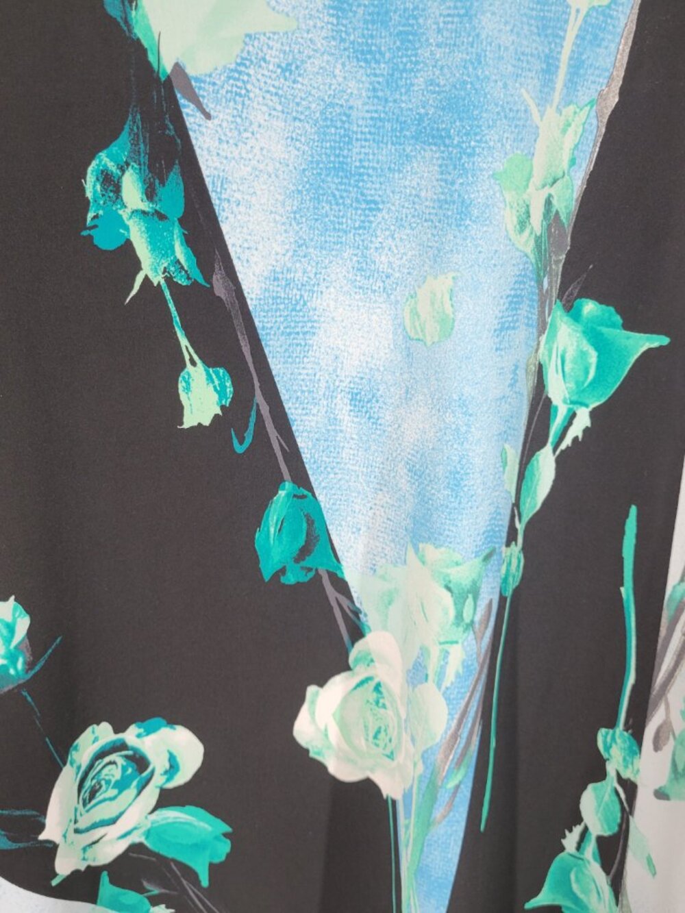 Alfani Asymmetric Tunic Womens 2X Black Blue Floral 3/4 Sleeve Casual FLO283E - Picture 8 of 11